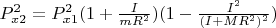 $P_{x 2}^2=P_{x 1}^2 (1+\frac{I}{m R^2})(1-\frac{I^2}{(I+MR^2)^2})$