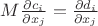 $M\frac{\partial c_i}{\partial x_j}=\frac{\partial d_i}{\partial x_j}$