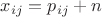 $x_{ij}=p_{ij}+n$