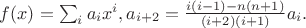 $f(x)=\sum_i a_ix^i, a_{i+2}=\frac{i(i-1)-n(n+1)}{(i+2)(i+1)} a_i.