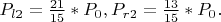$P_{l2}={\frac {21} {15}}*P_0 , P_{r2}={\frac {13} {15}}*P_0 .$