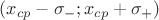 $(x_{cp}-\sigma_{-};x_{cp}+\sigma_{+})$