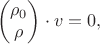 $$\begin{pmatrix}
 \rho_0 \\
  \rho 
 \end{pmatrix}\cdot v=0,$$