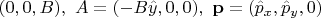 $(0,0,B),\,\, A=(-B\hat{y},0,0),\,\,\mathbf{p}=(\hat{p}_x,\hat{p}_y,0)$