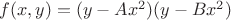 $f(x,y)=(y-Ax^2)(y-Bx^2)$