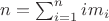 $n=\sum\nolimits_{i=1}^{n}{i{{m}_{i}}}$
