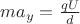 $ma_y=\frac{qU}{d}$ $ma_y=\frac{qU}{d}$