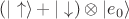 $(|\uparrow\rangle + |\downarrow\range)\otimes|e_0\rangle$