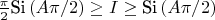 $\frac{\pi}{2}\mbox{Si}\left(A\pi/2 \right)\ge I\ge \mbox{Si}\left(A\pi/2 \right)$