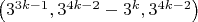 $\left(3^{3k-1}, 3^{4k-2}-3^k, 3^{4k-2}\right)$