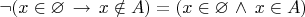 $\neg (x\in\varnothing\,\to\,x\notin A)=(x\in\varnothing\,\wedge \,x\in A)$