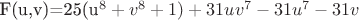 F(u,v)=25(u^8+v^8+1)+31uv^7-31u^7-31v F(u,v)=25(u^8+v^8+1)+31uv^7-31u^7-31v