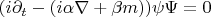 $(i\partial_t-(i\mathbf{\alpha}\nabla+\beta m))\psi\Psi=0$