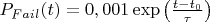 $P_{Fail}(t)=0,001\exp\left(\frac{t-t_0}{\tau}\right)$