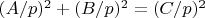 $(A/p)^2+(B/p)^2=(C/p)^2$