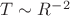 $T\sim R^{-2}$