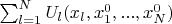 $\sum_{l=1}^N U_l(x_l,x_1^0,...,x_N^0)$
