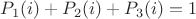 $P_1(i)+P_2(i)+P_3(i)=1$