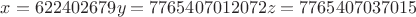 $x=622402679 y=7765407012072 z=7765407037015$