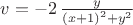 $v=-2\,{\frac {y}{ \left( x+1 \right) ^{2}+{y}^{2}}}$