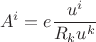 $$ A^i=e\frac{u^i}{R_ku^k}$$