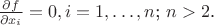 ${\partial f\over\partial x_i}=0, i=1, \dots,n$; $n>2$.