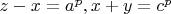 $z-x=a^p,x+y=c^p$