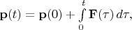 $\mathbf p(t)=\mathbf p(0)+\int\limits_{0}^t\mathbf F(\tau)\,d\tau,$