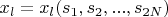 $x_l=x_l(s_1,s_2,...,s_{2N})$