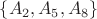 $\{A_2,A_5,A_8\}$ $\{A_2,A_5,A_8\}$