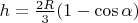 $h=\frac{2R}{3}(1-\cos\alpha)$