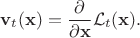 $${\bf v}_{t}({\bf x}) = \frac{\partial}{\partial {\bf x}} \mathcal{L}_{t}({\bf x}).
$$