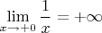 $\displaystyle\lim\limits_{x\to +0}\dfrac{1}{x}=+\infty$