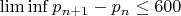 $\lim \inf p_{n+1}-p_n\le 600$