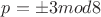 $p=\pm 3 mod 8$