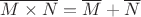 $\overline{M \times N }= \overline{M} + \overline{N}$