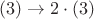 $(3)\to2\cdot(3)$