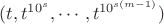 $(t, t^{10^s}, \cdots, t^{10^{s(m-1)}})$