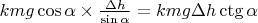 $kmg \cos{\alpha} \times \frac{\Delta h}{\sin{\alpha}} = kmg \Delta h \ctg{\alpha}$
