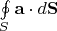 $\oint\limits_S \mathbf a\cdot d\mathbf S$