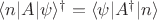 $\langle n|A|\psi\rangle ^\dagger=\langle \psi|A^\dagger|n\rangle$