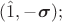 $(\hat 1, -\boldsymbol{\sigma});$