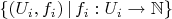 $\{(U_i, f_i)\,\vert\, f_i: U_i \to \mathbb{N}\}$