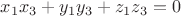$ x_1x_3+y_1y_3+z_1z_3=0$ $ x_1x_3+y_1y_3+z_1z_3=0$