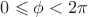 $0\leqslant \phi< 2\pi$