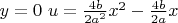 $y=0$ $u=\frac{4b}{2a^2}x^2-\frac{4b}{2a}x$