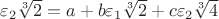 $\varepsilon_2\sqrt[3]{2}=a+b\varepsilon_1\sqrt[3]{2}+c\varepsilon_2\sqrt[3]{4}$