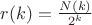 $r(k)=\frac{N(k)}{2^k}$
