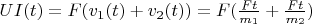 $U I(t) = F (v_1(t) + v_2(t)) = F (\frac{F t}{m_1} + \frac{F t}{m_2})$