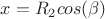 $x=R_2 cos(\beta)$